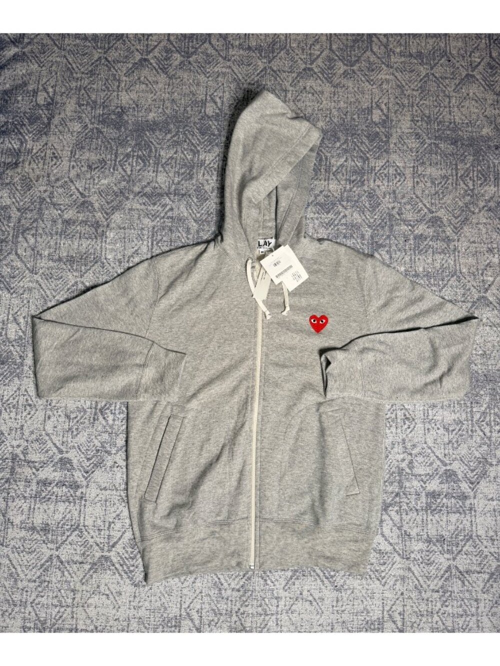 Comme des Garçons PLAY Multi Heart Zip-Up Hoodie Grey